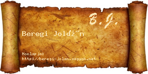 Beregi Jolán névjegykártya
